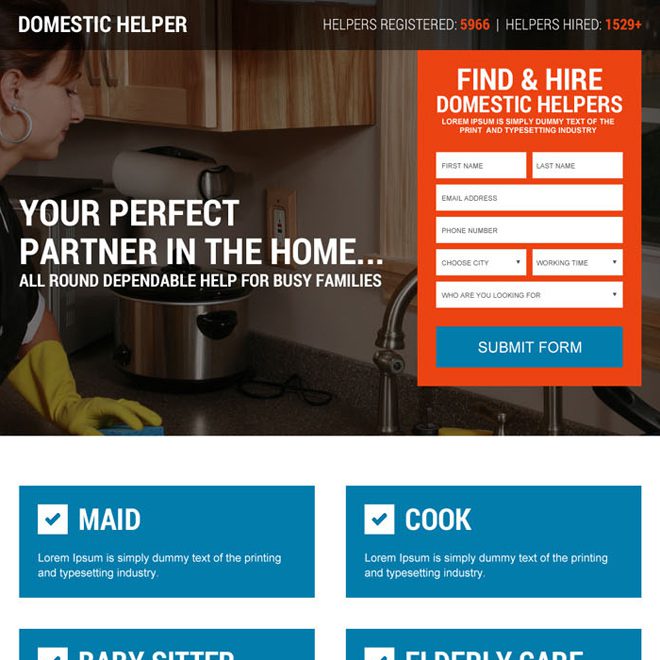 home cleaning landing pages